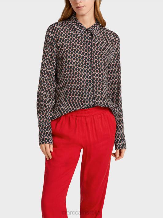 блуза од вискозе са штампом по целој површини Marc Cain D688920 црн одећу