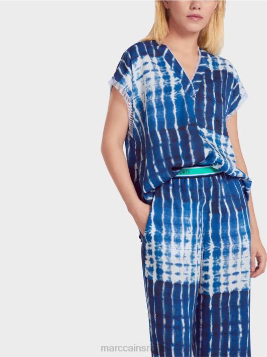 батик блуза са пругастим дизајном Marc Cain D688921 поноћно плава одећу