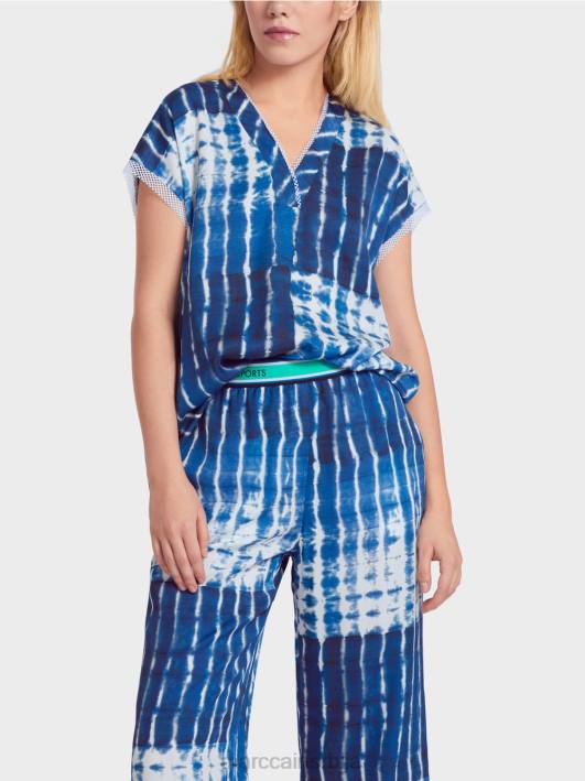 батик блуза са пругастим дизајном Marc Cain D688921 поноћно плава одећу