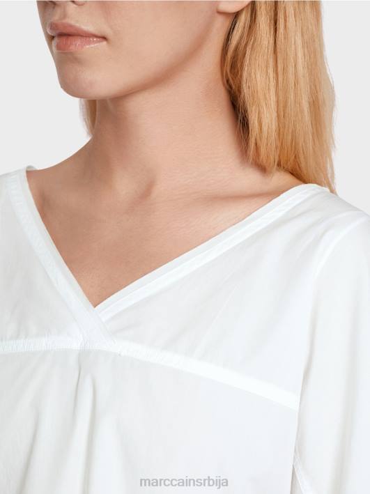 В-изрез „преиспитајте заједно блузу Marc Cain D688922 бео одећу