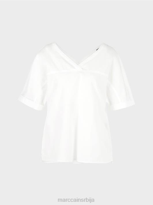 В-изрез „преиспитајте заједно блузу Marc Cain D688922 бео одећу