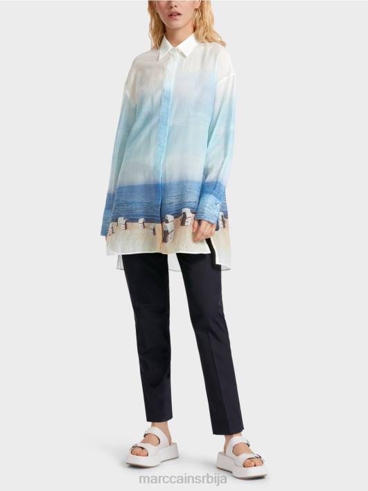 елегантна блуза са садржајем свиле Marc Cain D688923 азурно одећу