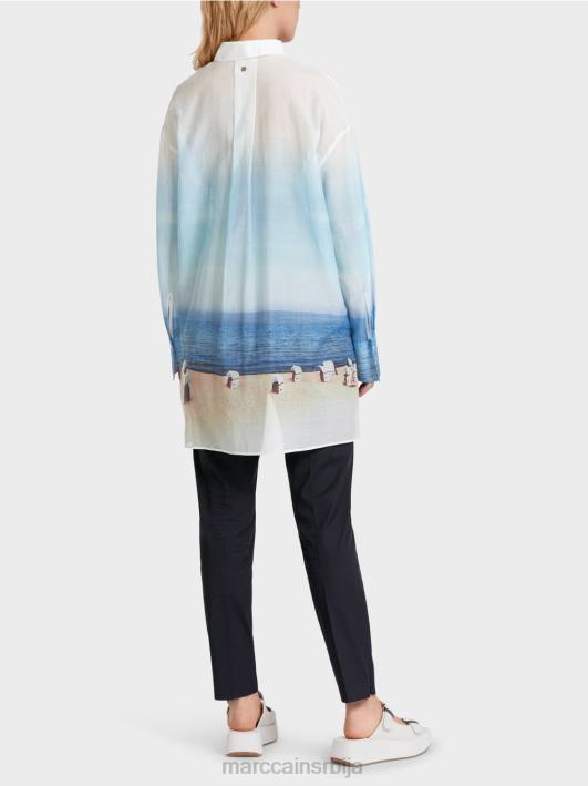 елегантна блуза са садржајем свиле Marc Cain D688923 азурно одећу