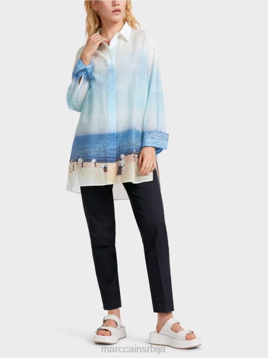 елегантна блуза са садржајем свиле Marc Cain D688923 азурно одећу