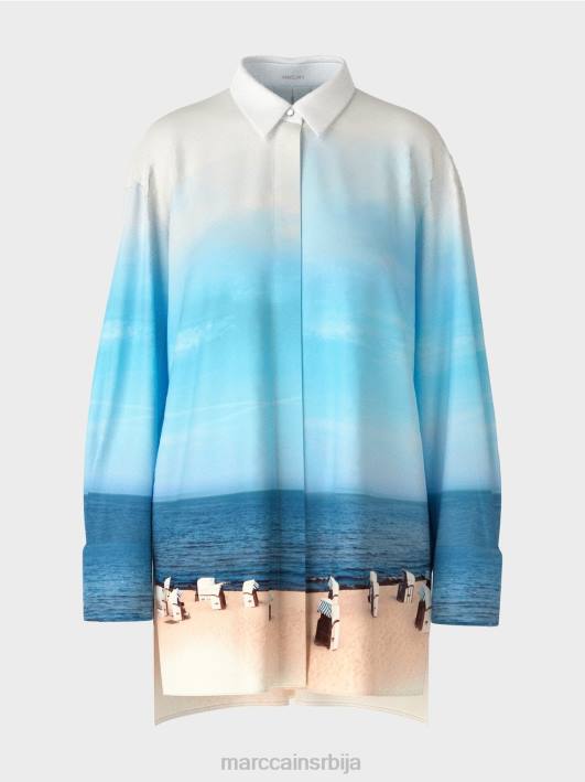елегантна блуза са садржајем свиле Marc Cain D688923 азурно одећу