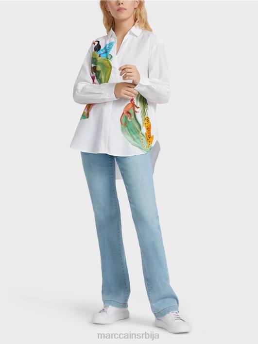 кошуља блуза са постављеним принтом Marc Cain D688925 бео одећу