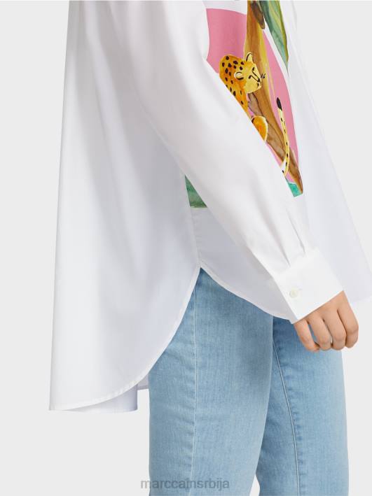 кошуља блуза са постављеним принтом Marc Cain D688925 бео одећу