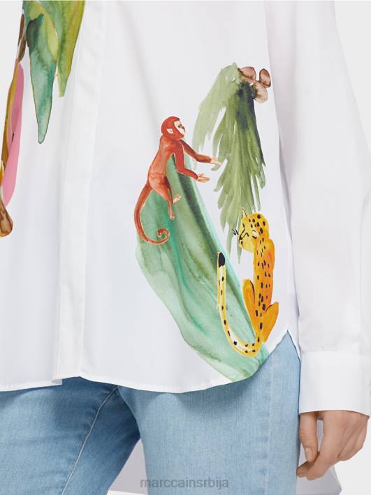 кошуља блуза са постављеним принтом Marc Cain D688925 бео одећу