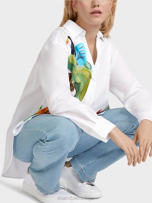 кошуља блуза са постављеним принтом Marc Cain D688925 бео одећу