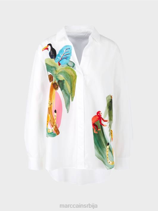 кошуља блуза са постављеним принтом Marc Cain D688925 бео одећу