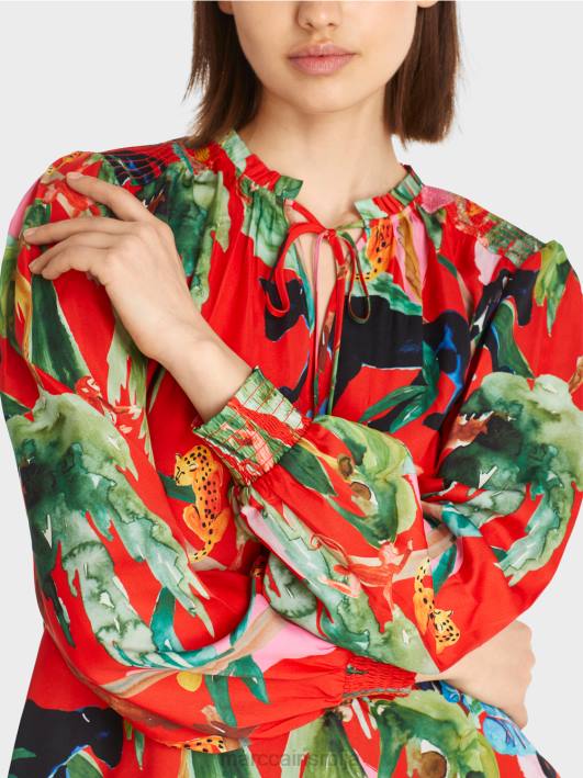 блуза са принтом џунгле Marc Cain D688926 ватрено црвено одећу