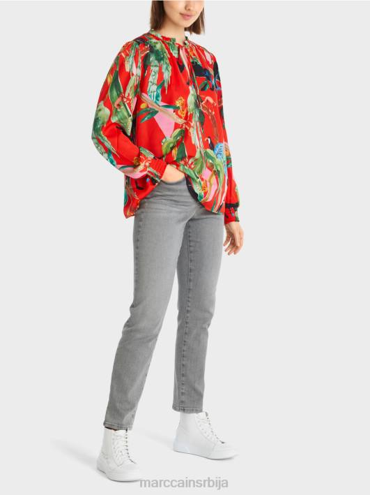 блуза са принтом џунгле Marc Cain D688926 ватрено црвено одећу