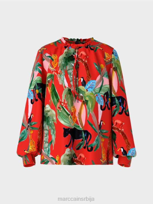 блуза са принтом џунгле Marc Cain D688926 ватрено црвено одећу