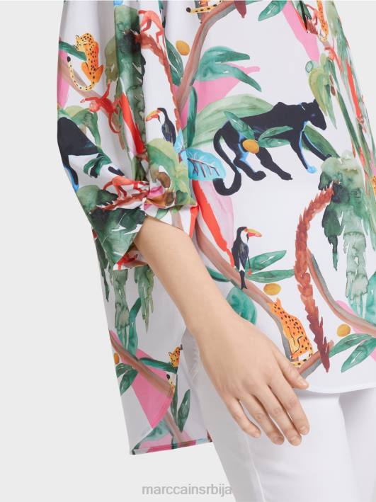 памучна блуза животињског дизајна Marc Cain D688927 прљаво бело одећу