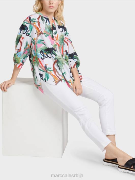 памучна блуза животињског дизајна Marc Cain D688927 прљаво бело одећу