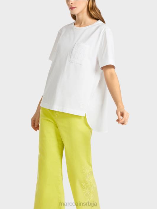 мајица са дијагоналним бочним шавом Marc Cain D688940 бео одећу