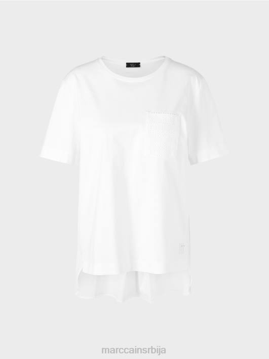 мајица са дијагоналним бочним шавом Marc Cain D688940 бео одећу