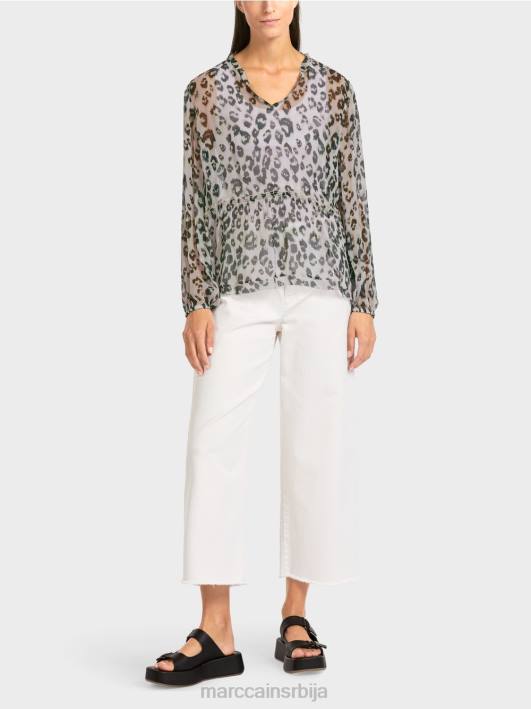 слојевита блуза са леопард принтом Marc Cain D688955 светла лаванда одећу