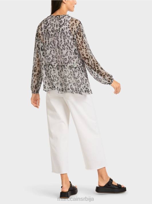 слојевита блуза са леопард принтом Marc Cain D688955 светла лаванда одећу