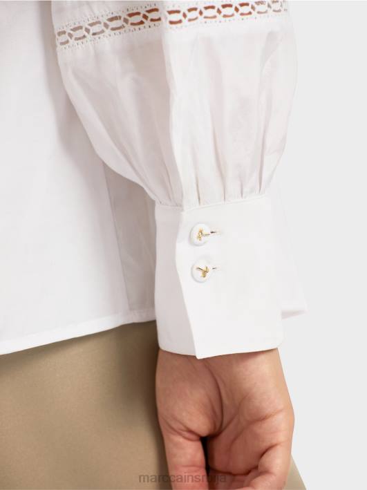 блуза са ивицама од чипке Marc Cain D688958 бео одећу