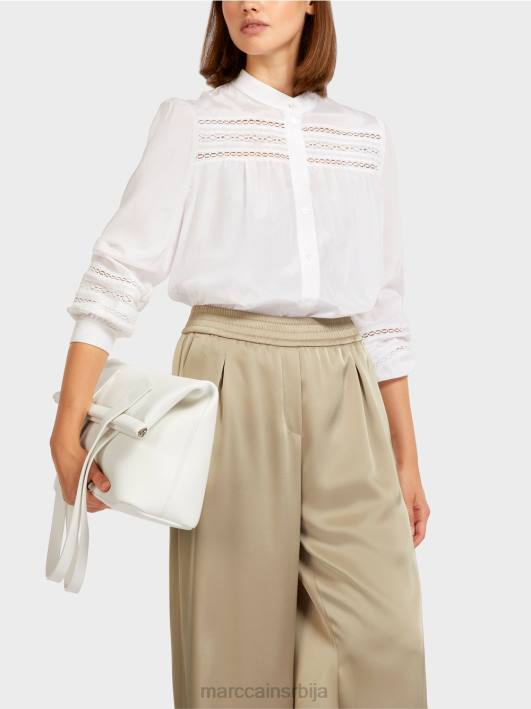 блуза са ивицама од чипке Marc Cain D688958 бео одећу