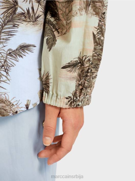 раглан блуза са мотивом палме Marc Cain D688963 светло пудер плаве боје одећу
