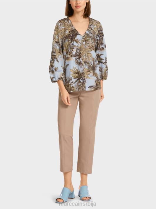 врх у стилу блузе са мотивом палме Marc Cain D688965 светло пудер плаве боје одећу