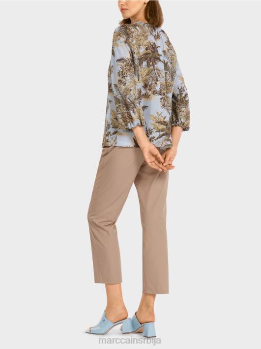 врх у стилу блузе са мотивом палме Marc Cain D688965 светло пудер плаве боје одећу