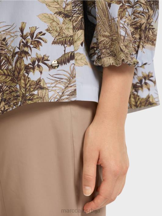 врх у стилу блузе са мотивом палме Marc Cain D688965 светло пудер плаве боје одећу