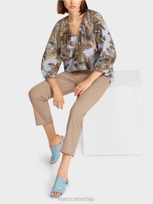 врх у стилу блузе са мотивом палме Marc Cain D688965 светло пудер плаве боје одећу