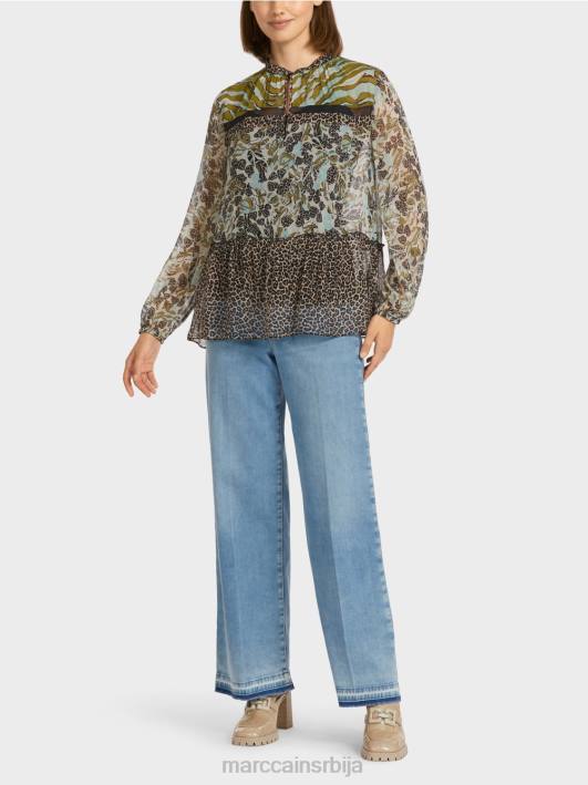 врх у стилу блузе са мешавином узорака Marc Cain D688967 мекани светларник одећу