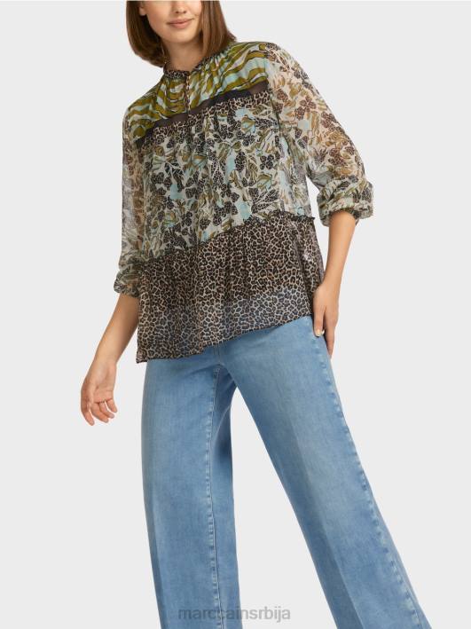 врх у стилу блузе са мешавином узорака Marc Cain D688967 мекани светларник одећу