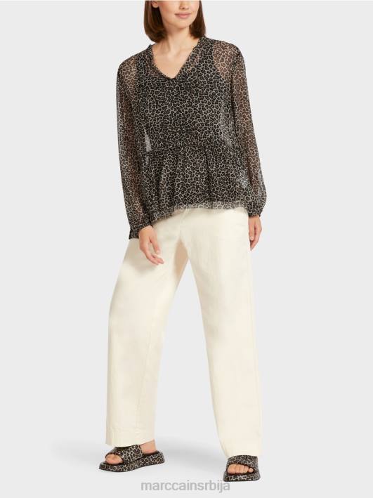 превелики врх од вискозе са леопард принтом Marc Cain D688979 крема у праху одећу