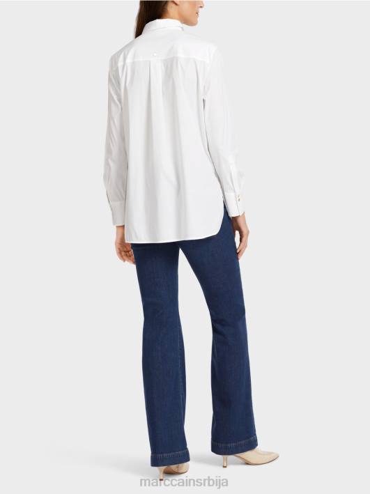 дуга блуза од мешавине памука Marc Cain D688986 бео одећу