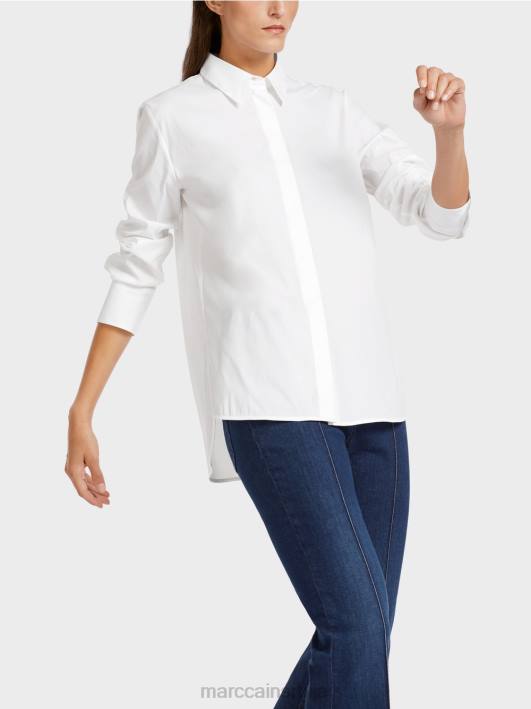 дуга блуза од мешавине памука Marc Cain D688986 бео одећу