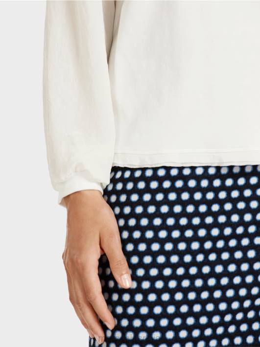 врх у стилу блузе са мешавином материјала Marc Cain D688992 прљаво бело одећу