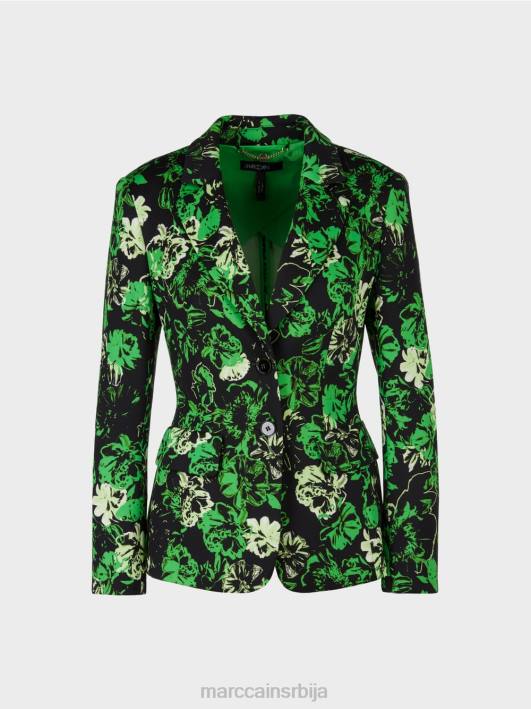 блејзер са цветним принтом Marc Cain D688153 тамно зелена јабука одећу