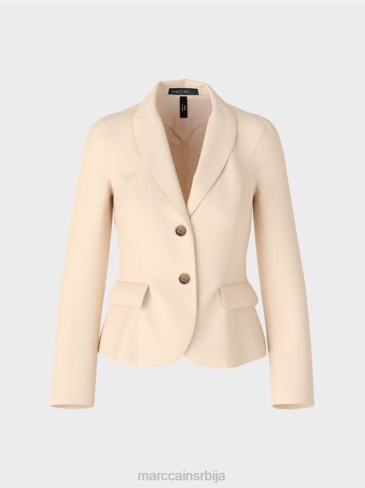 прилепљен блејзер са уским ревером Marc Cain D688176 тамна крема одећу