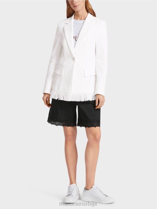 памучни блејзер са ресама Marc Cain D688180 прљаво бело одећу