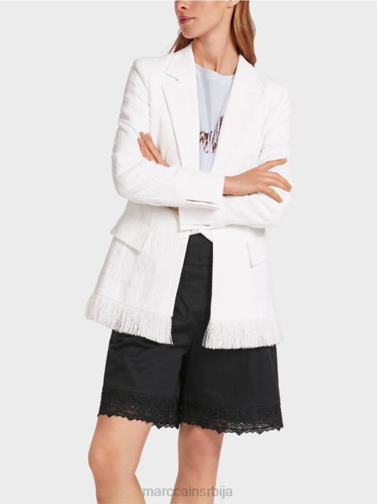 памучни блејзер са ресама Marc Cain D688180 прљаво бело одећу