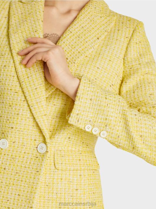 блејзер од памучног твида Marc Cain D688186 лимун зелена одећу