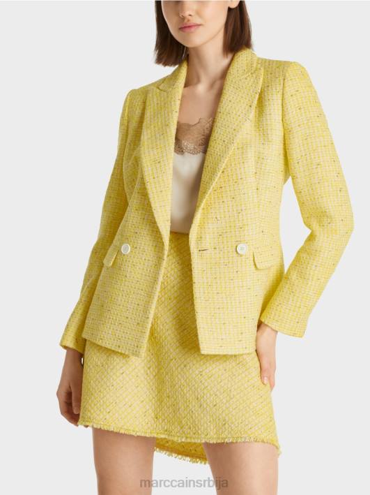 блејзер од памучног твида Marc Cain D688186 лимун зелена одећу