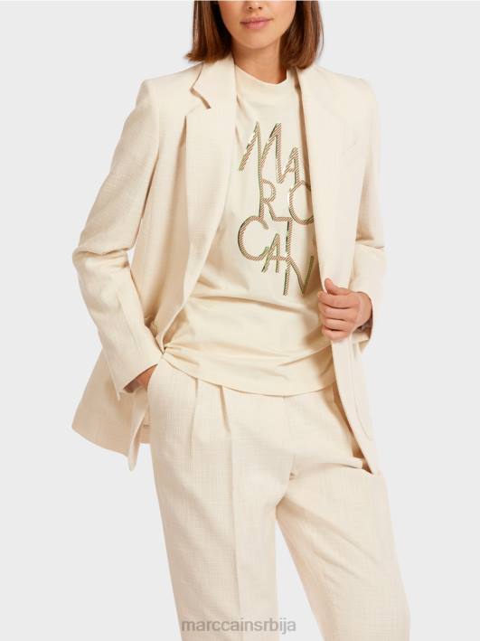 блејзер у ланеном изгледу Marc Cain D688207 цреме одећу