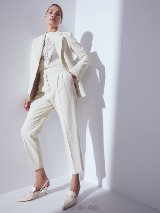 блејзер у ланеном изгледу Marc Cain D688207 цреме одећу