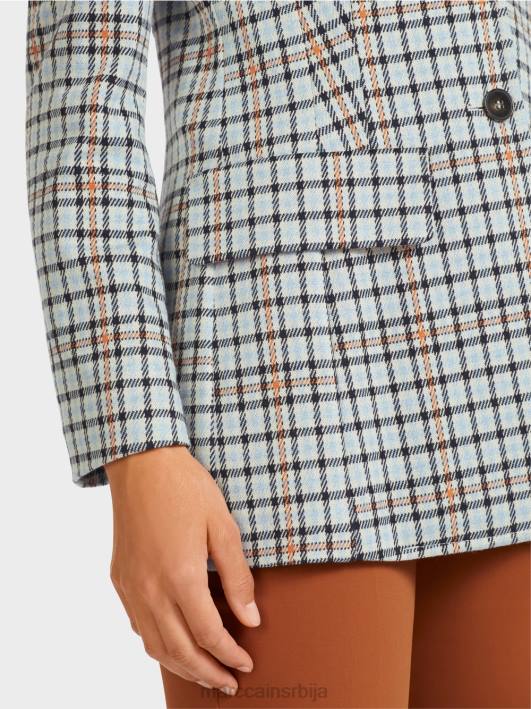 дугачак блејзер у карираном узорку Marc Cain D688208 атмосферско плаво одећу
