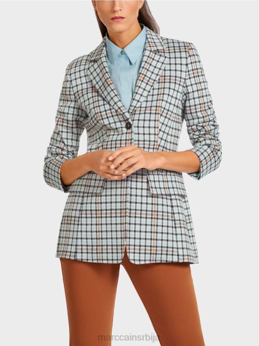 дугачак блејзер у карираном узорку Marc Cain D688208 атмосферско плаво одећу