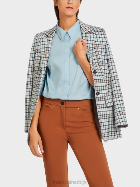 дугачак блејзер у карираном узорку Marc Cain D688208 атмосферско плаво одећу