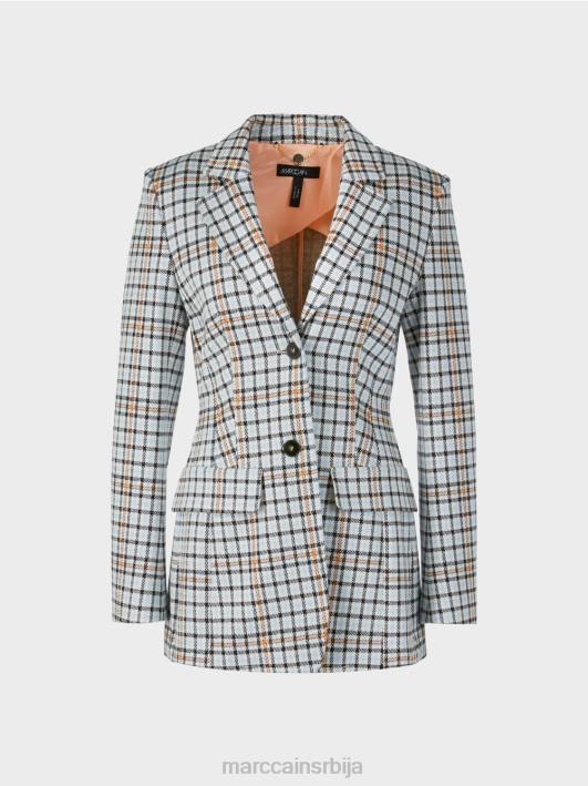 дугачак блејзер у карираном узорку Marc Cain D688208 атмосферско плаво одећу
