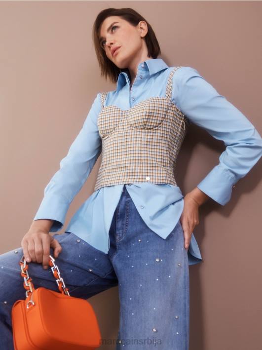 Варри фармерке извезене бисерима Marc Cain D688756 винтаге плава одећу