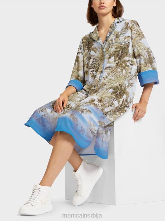 кошуља хаљина са целом штампом Marc Cain D688100 светло пудер плаве боје одећу